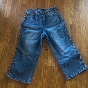 Judy Blue wide leg Jeans with Braid Side Detail